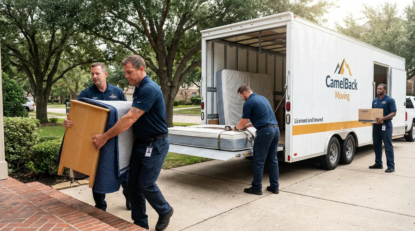 Crew loading residential truck for cross-state move from Laporte, CO