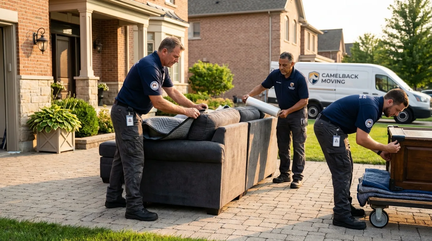 Large estate moving crew wrapping furniture in Laporte, CO