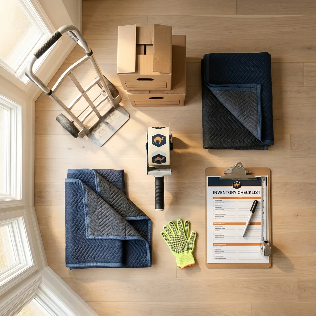 Professional moving supplies and packing materials layout for Laporte residential relocations